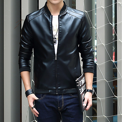 Men's Faux Leather Jacket Daily Fall Winter Regular Coat Stand Collar Regular Fit Jacket Long Sleeve Solid Colored Khaki Black / Club / Plus Size
Men's Faux Leather Jacket Daily Fall Winter Regular Coat Stand Collar Regular Fit Jacket Long Sleeve Solid Colored Khaki Black / Club / Plus Size