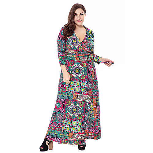 Women's Plus Size Loose Maxi long Dress - 3/4 Length Sleeve Floral Geometric Paisley Print Fall Winter V Neck Sophisticated Boho Party Daily Going out Rainbow XL XXL XXXL XXXXL XXXXXL XXXXXXL
Women's Plus Size Loose Maxi long Dress - 3/4 Length Sleeve Floral Geometric Paisley Print Fall Winter V Neck Sophisticated Boho Party Daily Going out Rainbow XL XXL XXXL XXXXL XXXXXL XXXXXXL