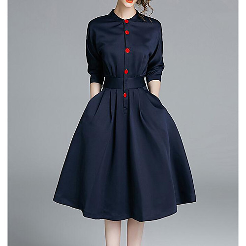 Women's A Line Dress Knee Length Dress Navy Blue 3/4 Length Sleeve Solid Colored Fall Round Neck S M L XL XXL 3XL / Cotton / Cotton
Women's A Line Dress Knee Length Dress Navy Blue 3/4 Length Sleeve Solid Colored Fall Round Neck S M L XL XXL 3XL / Cotton / Cotton