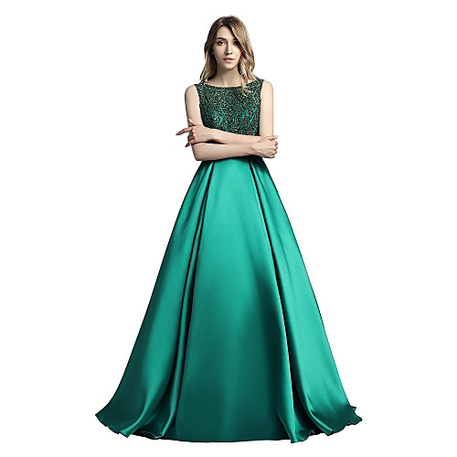 A-Line Elegant Sparkle & Shine Open Back Formal Evening Black Tie Gala Dress Boat Neck Sleeveless Sweep / Brush Train Mikado with Beading Sequin 2021
A-Line Elegant Sparkle & Shine Open Back Formal Evening Black Tie Gala Dress Boat Neck Sleeveless Sweep / Brush Train Mikado with Beading Sequin 2021