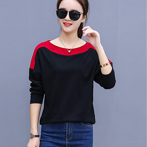 Women's Color Block Plus Size T-shirt Long Sleeve Daily Tops Cotton Streetwear White Black Red
Women's Color Block Plus Size T-shirt Long Sleeve Daily Tops Cotton Streetwear White Black Red