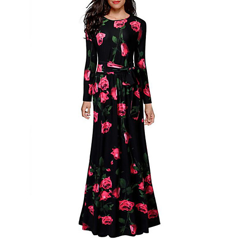 Women's Shift Dress Maxi long Dress Black Long Sleeve Floral Print Round Neck Holiday Floral S M L XL XXL / Cotton / Cotton
Women's Shift Dress Maxi long Dress Black Long Sleeve Floral Print Round Neck Holiday Floral S M L XL XXL / Cotton / Cotton