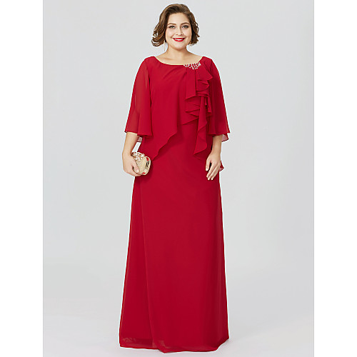 Sheath / Column Mother of the Bride Dress Classic & Timeless Elegant & Luxurious Plus Size Jewel Neck Floor Length Chiffon Half Sleeve with Crystals Ruffles 2021
Sheath / Column Mother of the Bride Dress Classic & Timeless Elegant & Luxurious Plus Size Jewel Neck Floor Length Chiffon Half Sleeve with Crystals Ruffles 2021