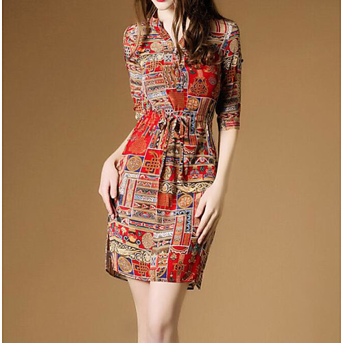 Women's Loose Short Mini Dress Red 3/4 Length Sleeve Color Block Spring Shirt Collar Slim S M L XL XXL / Cotton / Cotton
Women's Loose Short Mini Dress Red 3/4 Length Sleeve Color Block Spring Shirt Collar Slim S M L XL XXL / Cotton / Cotton