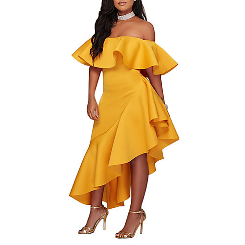 Women's Bodycon Midi Dress Yellow Wine Black Short Sleeve Solid Colored Backless Ruffle Fall Spring Boat Neck Streetwear Slim Off Shoulder S M L XL XXL / Sexy
Women's Bodycon Midi Dress Yellow Wine Black Short Sleeve Solid Colored Backless Ruffle Fall Spring Boat Neck Streetwear Slim Off Shoulder S M L XL XXL / Sexy