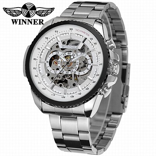WINNER Men's Skeleton Watch Wrist Watch Mechanical Watch Automatic self-winding Stainless Steel Silver 30 m Hollow Engraving Cool Analog Luxury Classic Casual Vintage - White Black
WINNER Men's Skeleton Watch Wrist Watch Mechanical Watch Automatic self-winding Stainless Steel Silver 30 m Hollow Engraving Cool Analog Luxury Classic Casual Vintage - White Black