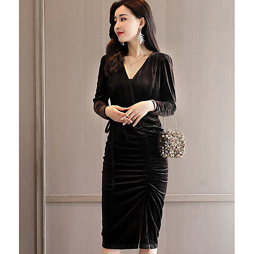 Women's Sheath Dress Midi Dress Blue Gray Black Brown Long Sleeve Solid Colored V Neck Going out Velvet S M L XL XXL 3XL / Plus Size / Plus Size
Women's Sheath Dress Midi Dress Blue Gray Black Brown Long Sleeve Solid Colored V Neck Going out Velvet S M L XL XXL 3XL / Plus Size / Plus Size