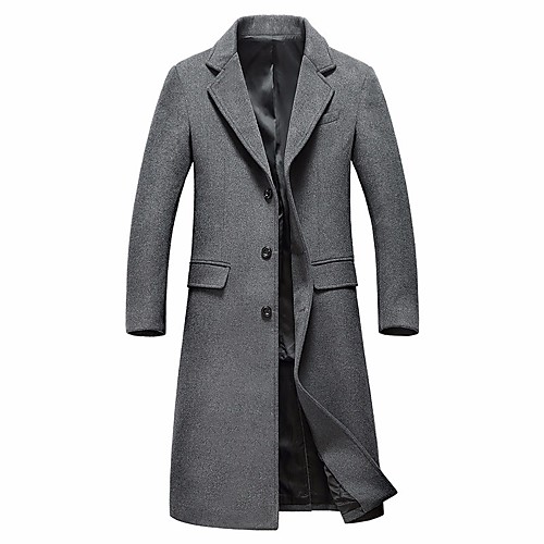 Men's Overcoat Daily Winter Long Coat Notch lapel collar Regular Fit Basic Sophisticated Jacket Long Sleeve Solid Colored Formal Style Gray Black / Wool
Men's Overcoat Daily Winter Long Coat Notch lapel collar Regular Fit Basic Sophisticated Jacket Long Sleeve Solid Colored Formal Style Gray Black / Wool