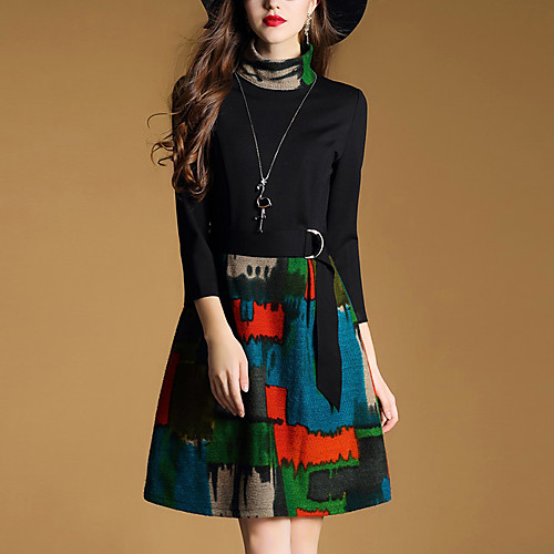 Women's A Line Dress Short Mini Dress Black 3/4 Length Sleeve Color Block Print Fall Winter Turtleneck Streetwear Going out S M L XL XXL
Women's A Line Dress Short Mini Dress Black 3/4 Length Sleeve Color Block Print Fall Winter Turtleneck Streetwear Going out S M L XL XXL