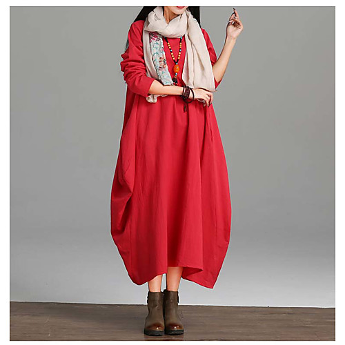 Women's Loose Maxi long Dress Blue White Red Long Sleeve Red Solid Colored Fall Spring Round Neck M L XL XXL / Cotton / Cotton
Women's Loose Maxi long Dress Blue White Red Long Sleeve Red Solid Colored Fall Spring Round Neck M L XL XXL / Cotton / Cotton