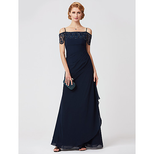 Sheath / Column Mother of the Bride Dress Off Shoulder Floor Length Polyester Short Sleeve with Pleats Beading 2021
Sheath / Column Mother of the Bride Dress Off Shoulder Floor Length Polyester Short Sleeve with Pleats Beading 2021