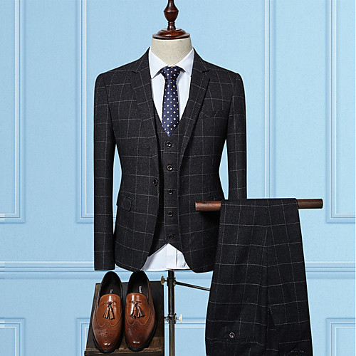 Men's Suits Party Casual / Daily Plaid Polyester Men's Suit Wine / Black / Navy Blue - V Neck / Fall / Winter / Long Sleeve / Plus Size
Men's Suits Party Casual / Daily Plaid Polyester Men's Suit Wine / Black / Navy Blue - V Neck / Fall / Winter / Long Sleeve / Plus Size