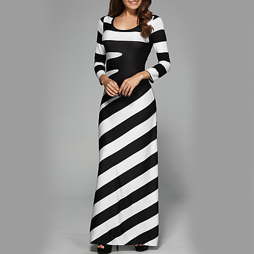 Women's Sheath Dress Maxi long Dress Black Long Sleeve Black & White Striped Fall Winter Round Neck Streetwear Party Holiday Slim S M L XL / High Waist
Women's Sheath Dress Maxi long Dress Black Long Sleeve Black & White Striped Fall Winter Round Neck Streetwear Party Holiday Slim S M L XL / High Waist