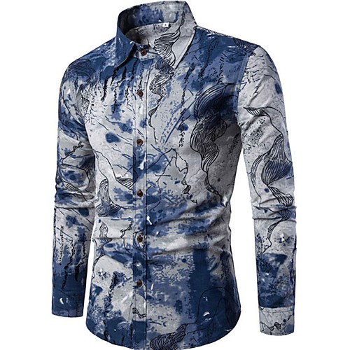 Men's Shirt Abstract Print Long Sleeve Going out Slim Tops Chinoiserie Spread Collar Blue
Men's Shirt Abstract Print Long Sleeve Going out Slim Tops Chinoiserie Spread Collar Blue