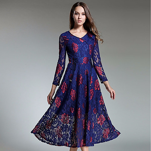 Women's Sheath Dress Midi Dress Blue Long Sleeve Geometric Fall Winter Round Neck Going out Lace S M L XL XXL / Cotton / Cotton
Women's Sheath Dress Midi Dress Blue Long Sleeve Geometric Fall Winter Round Neck Going out Lace S M L XL XXL / Cotton / Cotton
