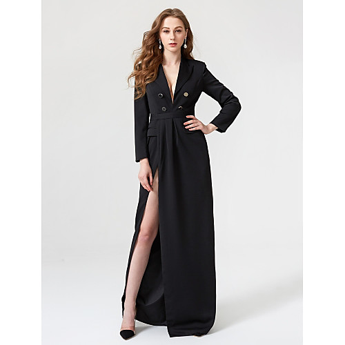 Sheath / Column Furcal Holiday Cocktail Party Prom Dress Plunging Neck Long Sleeve Floor Length Chiffon with Sash / Ribbon Buttons Pleats 2021
Sheath / Column Furcal Holiday Cocktail Party Prom Dress Plunging Neck Long Sleeve Floor Length Chiffon with Sash / Ribbon Buttons Pleats 2021