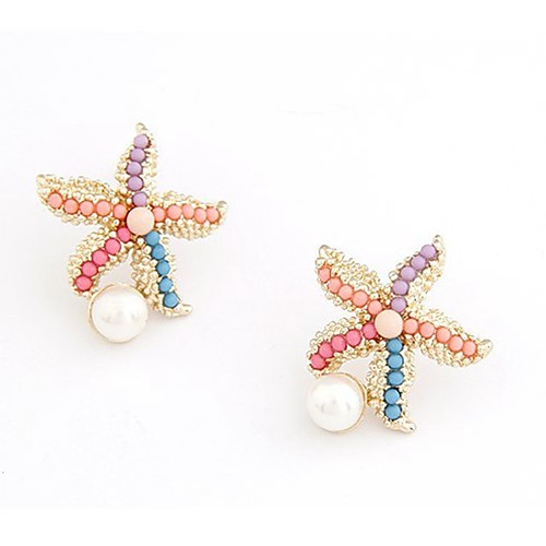 Women's Cubic Zirconia Stud Earrings Starfish Simple Imitation Pearl Zircon Earrings Jewelry Gold For Daily Going out 2pcs
Women's Cubic Zirconia Stud Earrings Starfish Simple Imitation Pearl Zircon Earrings Jewelry Gold For Daily Going out 2pcs