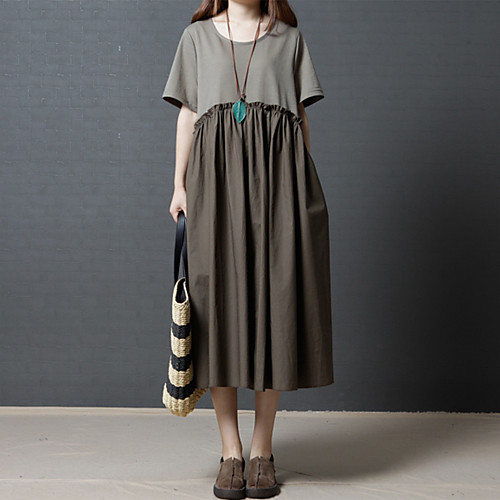 Women's Loose Midi Dress Green Black Short Sleeve Solid Color Pleated Summer Round Neck Going out Loose M L XL XXL / Cotton / High Waist / Cotton
Women's Loose Midi Dress Green Black Short Sleeve Solid Color Pleated Summer Round Neck Going out Loose M L XL XXL / Cotton / High Waist / Cotton