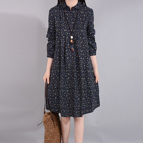 Women's Loose Knee Length Dress Green Navy Blue Long Sleeve Print Spring Shirt Collar Chinoiserie Going out M L XL XXL / Cotton / Cotton
Women's Loose Knee Length Dress Green Navy Blue Long Sleeve Print Spring Shirt Collar Chinoiserie Going out M L XL XXL / Cotton / Cotton