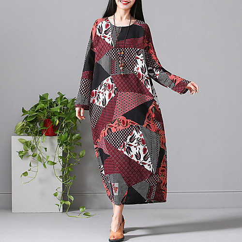 Women's Loose Maxi long Dress Blue Red Long Sleeve Floral Print Spring Round Neck Casual Chinoiserie Going out M L XL XXL / Cotton / Cotton
Women's Loose Maxi long Dress Blue Red Long Sleeve Floral Print Spring Round Neck Casual Chinoiserie Going out M L XL XXL / Cotton / Cotton