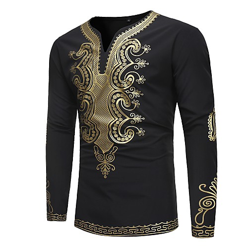 Men's T shirt Shirt Tribal Print Long Sleeve Daily Slim Tops Basic Vintage V Neck Black
Men's T shirt Shirt Tribal Print Long Sleeve Daily Slim Tops Basic Vintage V Neck Black