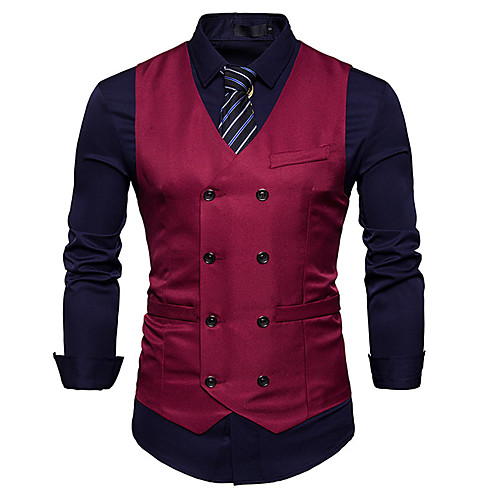 Men's Vest Daily Work Business Casual Vintage Solid Colored Slim Cotton Men's Suit Wine / Khaki / Royal Blue - V Neck / Chinoiserie / Fall / Spring / Sleeveless / Chinoiserie
Men's Vest Daily Work Business Casual Vintage Solid Colored Slim Cotton Men's Suit Wine / Khaki / Royal Blue - V Neck / Chinoiserie / Fall / Spring / Sleeveless / Chinoiserie