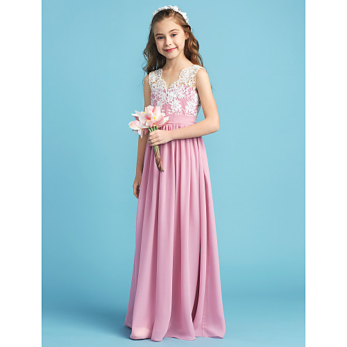Princess Floor Length Junior Bridesmaid Dress Party Chiffon Queen Anne with Lace
Princess Floor Length Junior Bridesmaid Dress Party Chiffon Queen Anne with Lace