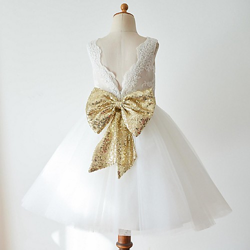 Ball Gown Knee Length Flower Girl Dresses Wedding Lace Sleeveless Jewel Neck with Bow(s) / First Communion
Ball Gown Knee Length Flower Girl Dresses Wedding Lace Sleeveless Jewel Neck with Bow(s) / First Communion