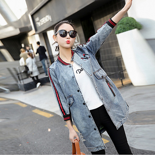 Women's Denim Jacket Daily Spring Long Coat Vintage Jacket Long Sleeve Print Blue
Women's Denim Jacket Daily Spring Long Coat Vintage Jacket Long Sleeve Print Blue