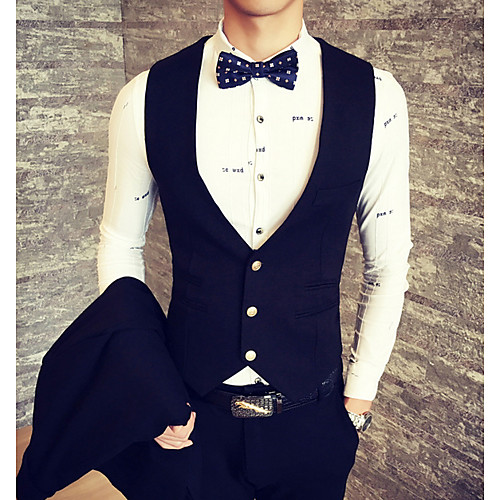 Men's Vest Going out Solid Colored Polyester Men's Suit Blue / Black - V Neck / Spring / Long Sleeve
Men's Vest Going out Solid Colored Polyester Men's Suit Blue / Black - V Neck / Spring / Long Sleeve