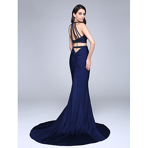 Mermaid / Trumpet / Two Piece Jewel Neck Court Train Jersey Dress with Beading / Sequin by TS Couture
Mermaid / Trumpet / Two Piece Jewel Neck Court Train Jersey Dress with Beading / Sequin by TS Couture