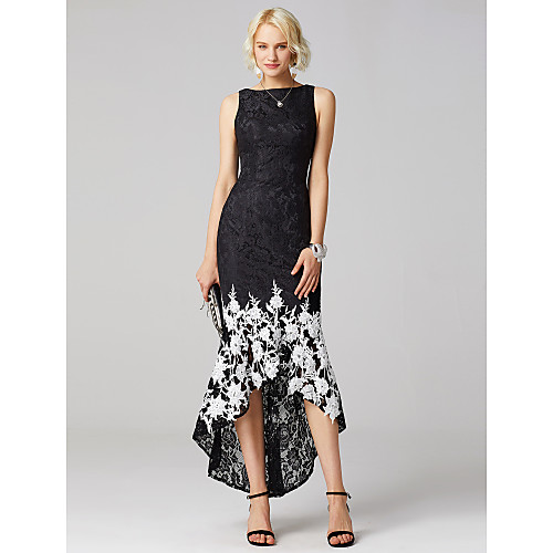 Sheath / Column Elegant Floral Open Back Cocktail Party Prom Dress Boat Neck Sleeveless Asymmetrical Spandex All Over Lace with Embroidery 2021
Sheath / Column Elegant Floral Open Back Cocktail Party Prom Dress Boat Neck Sleeveless Asymmetrical Spandex All Over Lace with Embroidery 2021