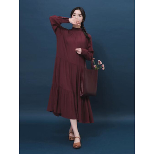 Women's Swing Dress Maxi long Dress Yellow Red Long Sleeve Solid Colored Fall Stand Collar M L XL / Cotton / Cotton
Women's Swing Dress Maxi long Dress Yellow Red Long Sleeve Solid Colored Fall Stand Collar M L XL / Cotton / Cotton