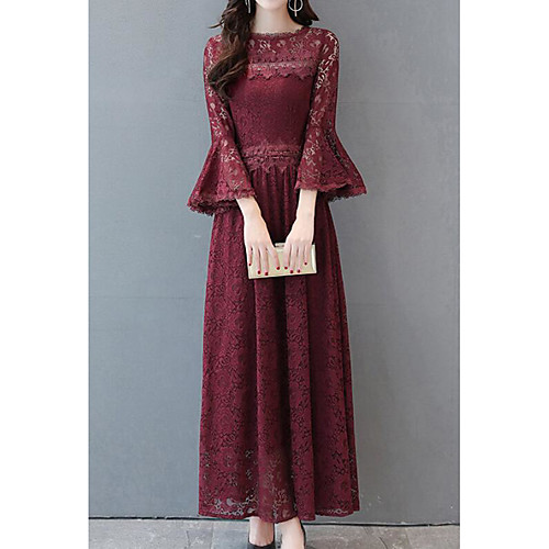 Women's Swing Dress Maxi long Dress Purple Black Long Sleeve Solid Colored Lace Fall Spring Round Neck Sophisticated Going out Flare Cuff Sleeve Flare Sleeve M L XL XXL 3XL 4XL 5XL / Cotton / Cotton
Women's Swing Dress Maxi long Dress Purple Black Long Sleeve Solid Colored Lace Fall Spring Round Neck Sophisticated Going out Flare Cuff Sleeve Flare Sleeve M L XL XXL 3XL 4XL 5XL / Cotton / Cotton