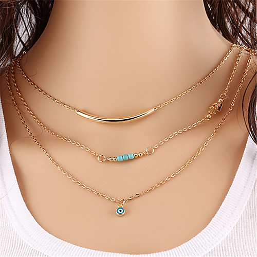 Women's Turquoise Layered Necklace Layered Evil Eye Bohemian Multi Layer Alloy Gold Necklace Jewelry One-piece Suit For Date Street
Women's Turquoise Layered Necklace Layered Evil Eye Bohemian Multi Layer Alloy Gold Necklace Jewelry One-piece Suit For Date Street