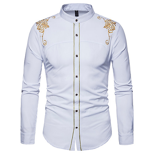 Men's Shirt Floral Basic Long Sleeve Business Slim Tops Work Casual / Daily Standing Collar Wine White Black / Spring
Men's Shirt Floral Basic Long Sleeve Business Slim Tops Work Casual / Daily Standing Collar Wine White Black / Spring