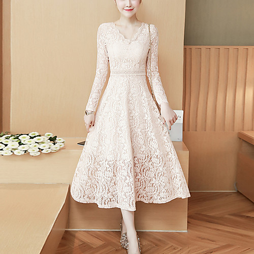 Women's Sheath Dress Midi Dress White Black Beige Long Sleeve Solid Color Lace Spring V Neck Boho Work Belt Not Included Slim Lace S M L XL XXL
Women's Sheath Dress Midi Dress White Black Beige Long Sleeve Solid Color Lace Spring V Neck Boho Work Belt Not Included Slim Lace S M L XL XXL