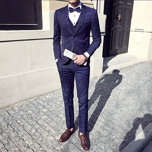Men's Suits Party Work Solid Colored Slim Polyester Men's Suit Blue / Green / Black - Notch lapel collar / Fall / Spring / Long Sleeve / Jacquard
Men's Suits Party Work Solid Colored Slim Polyester Men's Suit Blue / Green / Black - Notch lapel collar / Fall / Spring / Long Sleeve / Jacquard