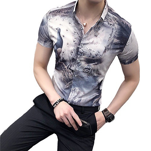 Men's Shirt Animal Print Short Sleeve Going out Slim Tops Chinoiserie Classic Collar Gray / Summer / Club
Men's Shirt Animal Print Short Sleeve Going out Slim Tops Chinoiserie Classic Collar Gray / Summer / Club