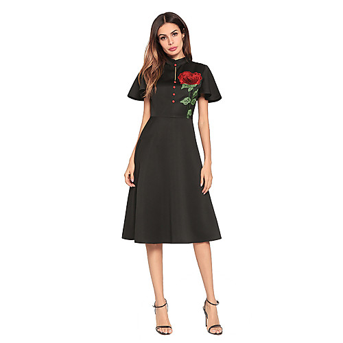 Women's A Line Dress Knee Length Dress White Black Red Short Sleeve Black Floral Spring Summer Stand Collar Basic Streetwear Slim S M L XL XXL / Cotton / High Waist / Cotton
Women's A Line Dress Knee Length Dress White Black Red Short Sleeve Black Floral Spring Summer Stand Collar Basic Streetwear Slim S M L XL XXL / Cotton / High Waist / Cotton