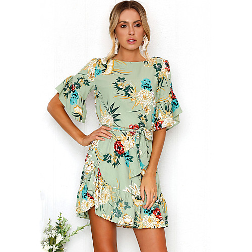 Women's Short Mini Dress Black Red Yellow Light Green Short Sleeve Floral Ruffle Print Summer Round Neck Boho Going out Beach Flare Cuff Sleeve Ruffle S M L XL
Women's Short Mini Dress Black Red Yellow Light Green Short Sleeve Floral Ruffle Print Summer Round Neck Boho Going out Beach Flare Cuff Sleeve Ruffle S M L XL