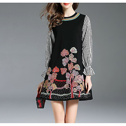 Women's A Line Dress Knee Length Dress Black Long Sleeve Solid Colored Pleated Spring Round Neck Flare Cuff Sleeve S M L XL XXL / Cotton / Cotton
Women's A Line Dress Knee Length Dress Black Long Sleeve Solid Colored Pleated Spring Round Neck Flare Cuff Sleeve S M L XL XXL / Cotton / Cotton