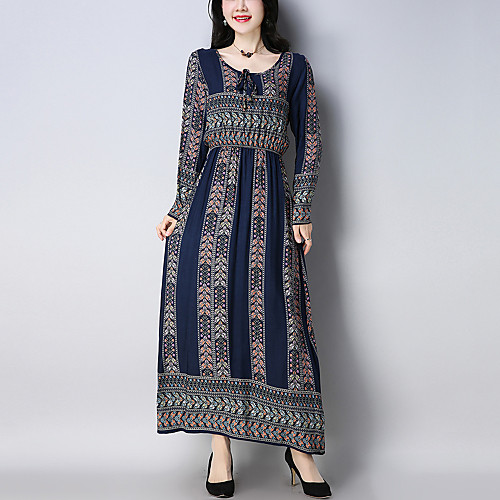 Women's Loose Maxi long Dress Red Navy Blue Long Sleeve Geometric Pleated Print Spring Round Neck Chinoiserie Party Holiday Cotton Slim M L XL XXL
Women's Loose Maxi long Dress Red Navy Blue Long Sleeve Geometric Pleated Print Spring Round Neck Chinoiserie Party Holiday Cotton Slim M L XL XXL