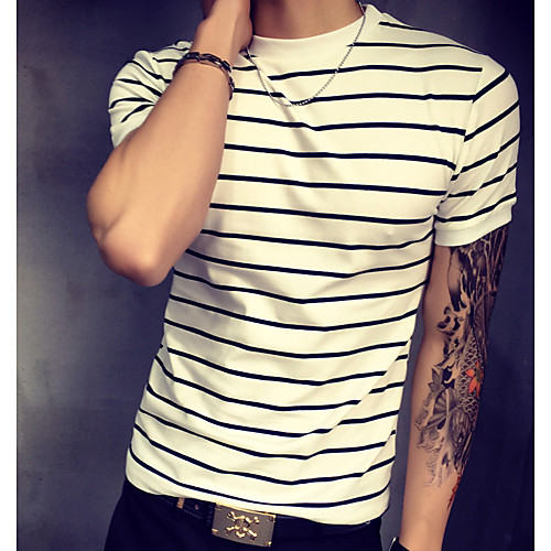Men's T shirt Striped Print Short Sleeve Daily Tops Cotton Basic White Red Navy Blue
Men's T shirt Striped Print Short Sleeve Daily Tops Cotton Basic White Red Navy Blue