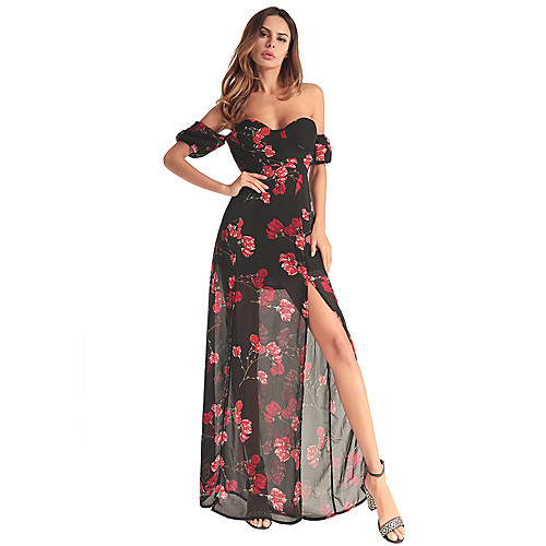 Women's Chiffon Dress Maxi long Dress Black Short Sleeve Floral Split Mesh Print Spring Summer Off Shoulder Off Shoulder S M L XL XXL / Cotton / Cotton
Women's Chiffon Dress Maxi long Dress Black Short Sleeve Floral Split Mesh Print Spring Summer Off Shoulder Off Shoulder S M L XL XXL / Cotton / Cotton