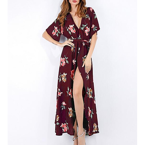 Women's Swing Dress Maxi long Dress Blue Black Red Short Sleeve Floral Split Spring Summer V Neck Streetwear Going out Floral S M L XL
Women's Swing Dress Maxi long Dress Blue Black Red Short Sleeve Floral Split Spring Summer V Neck Streetwear Going out Floral S M L XL