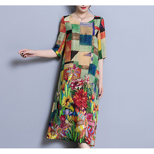 Women's Midi Dress Rainbow 3/4 Length Sleeve Color Block Patchwork Summer U Neck Chinoiserie Loose L XL XXL 3XL 4XL 5XL / Plus Size / Plus Size
Women's Midi Dress Rainbow 3/4 Length Sleeve Color Block Patchwork Summer U Neck Chinoiserie Loose L XL XXL 3XL 4XL 5XL / Plus Size / Plus Size
