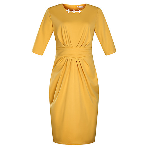 Women's Sheath Dress Knee Length Dress Blue Yellow Wine Green Navy Blue Half Sleeve Solid Colored Summer Round Neck Basic Sophisticated Holiday Slim L XL XXL 3XL 4XL 5XL 6XL / Plus Size / Plus Size
Women's Sheath Dress Knee Length Dress Blue Yellow Wine Green Navy Blue Half Sleeve Solid Colored Summer Round Neck Basic Sophisticated Holiday Slim L XL XXL 3XL 4XL 5XL 6XL / Plus Size / Plus Size