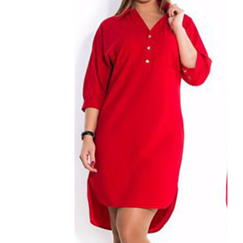 Women's Shirt Dress Short Mini Dress Blue Green Black Red 3/4 Length Sleeve Red Solid Colored Spring Summer V Neck Shirt Collar Basic Slim XL XXL 3XL 4XL 5XL 6XL / Cotton / Plus Size / Plus Size
Women's Shirt Dress Short Mini Dress Blue Green Black Red 3/4 Length Sleeve Red Solid Colored Spring Summer V Neck Shirt Collar Basic Slim XL XXL 3XL 4XL 5XL 6XL / Cotton / Plus Size / Plus Size