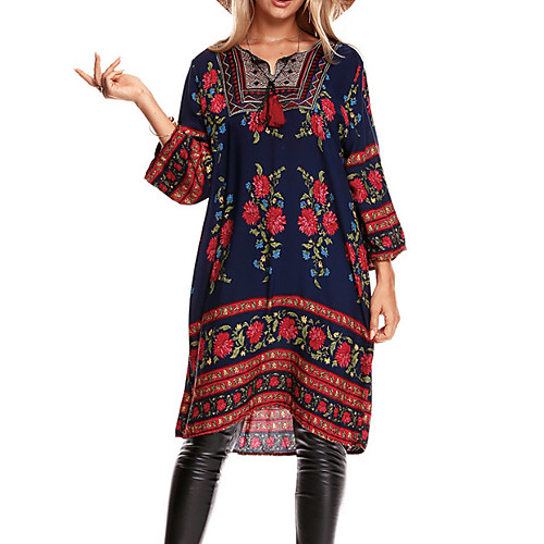 Women's Loose Midi Dress Royal Blue Long Sleeve Floral Spring Summer U Neck Streetwear Going out Boho Bohemia Beach M L
Women's Loose Midi Dress Royal Blue Long Sleeve Floral Spring Summer U Neck Streetwear Going out Boho Bohemia Beach M L